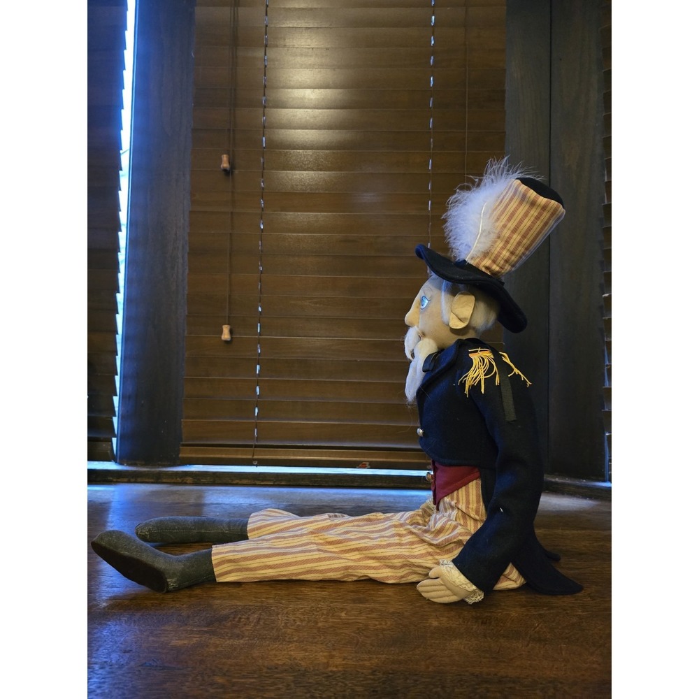 Colonial Traditions Uncle Sam Rag Cloth Doll Striped Pants Navy Jacket - Picture 6 of 7